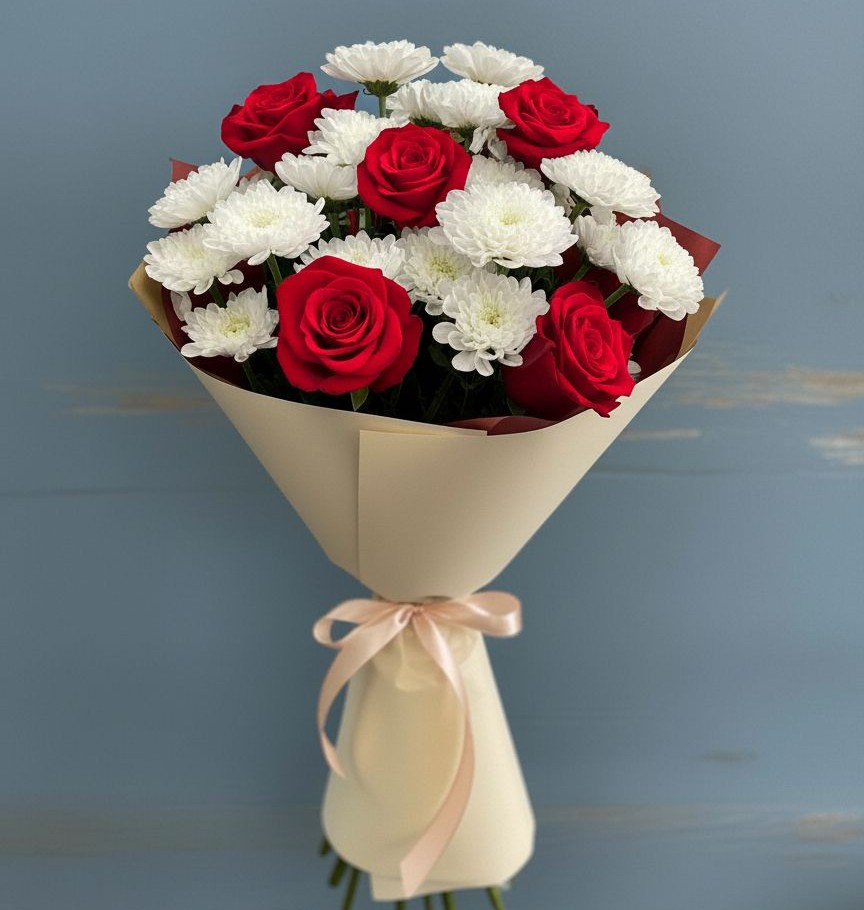 Букет цветов из: Розы и Хризантемы в Чигири