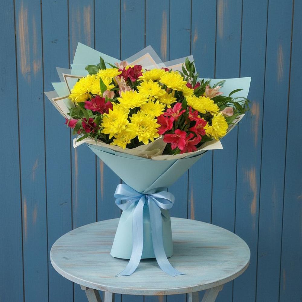 Букет цветов из: Альстромерии и Хризантемы в Чигири