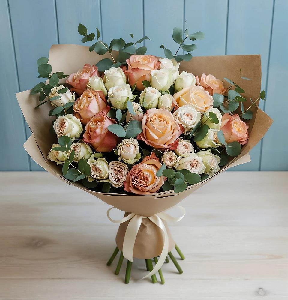 Букет цветов из: Альстромерии и Розы в Чигири