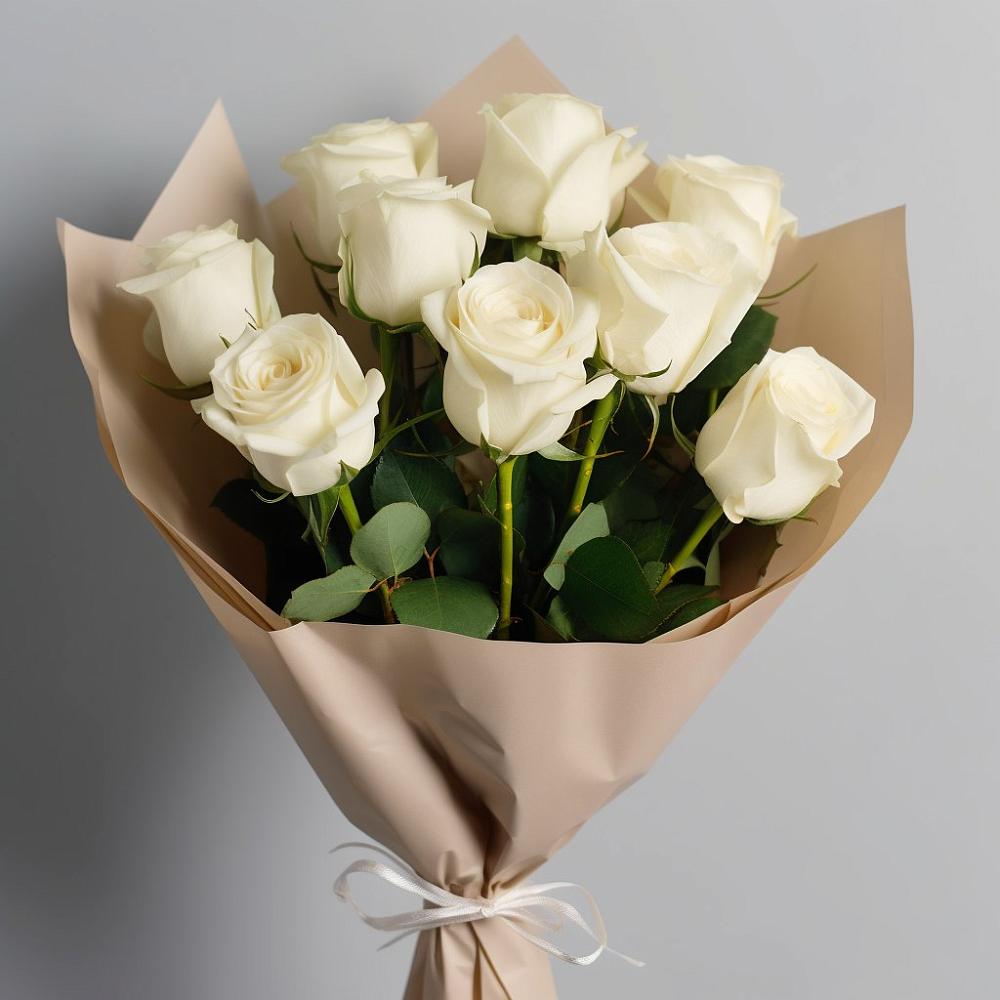 Букет 9 Белых роз Эдлесс Лав в Чигири