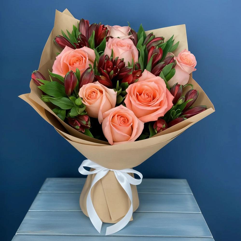 Букет цветов из: Розы и Альстромерии в Чигири