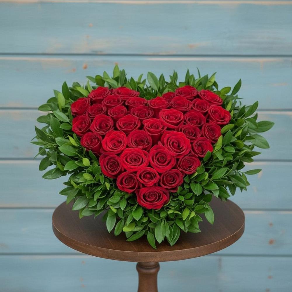 Цветочная композиция из Розы в виде сердца в Чигири