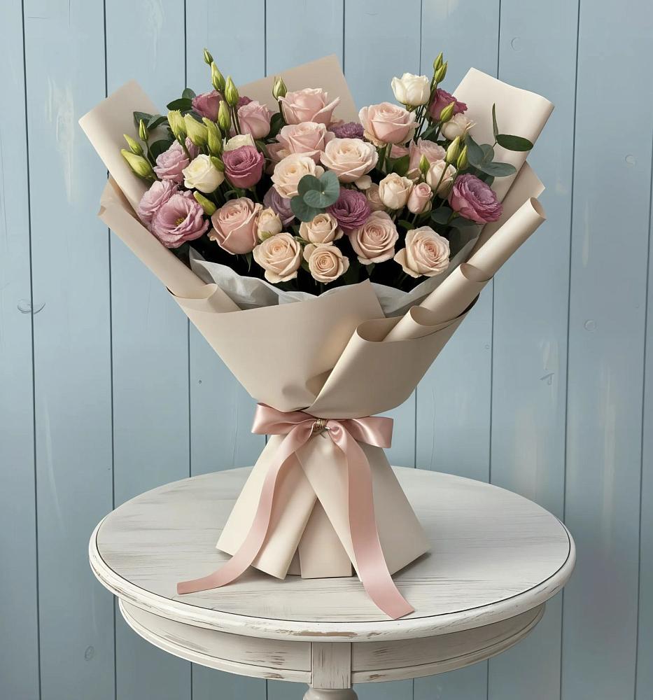 Букет цветов из: Розы и Лизиантусы в Чигири