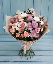 Букет цветов из:  Хризантемы, Розы и Альстромерии в Чигири