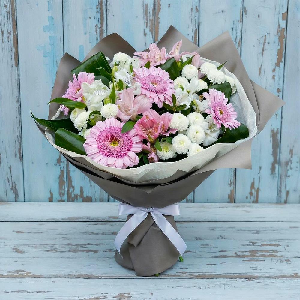 Букет цветов из: Герберы, Альстромерии и Хризантемы в Чигири